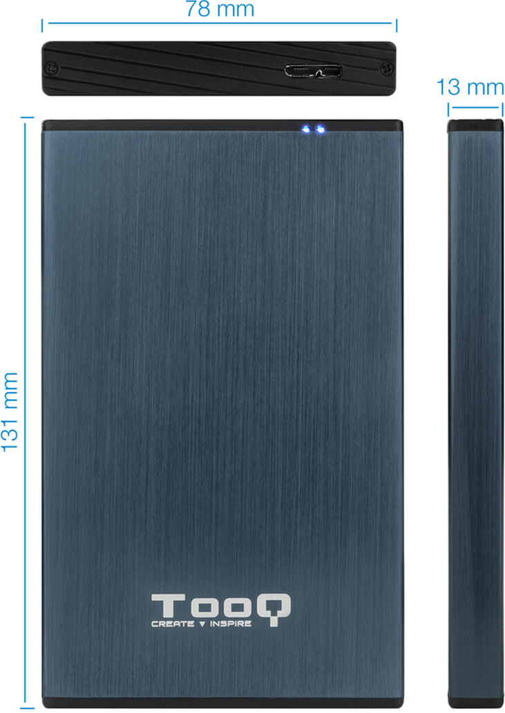 Caja Externa HDD Tooq 2.5" SATA (9,5mm) - USB 3.0/3.1 Gen 1 Azul Pacífico image number 2