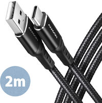 Cable de cargamento AXAGON BUCM-AM15AB USB-C  <-> USB-A, 1.5m, USB 2.0, 3A, ALU, braid, Negro