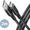 Cable de cargamento AXAGON BUCM-AM15AB USB-C  <-> USB-A, 1.5m, USB 2.0, 3A, ALU, braid, Negro