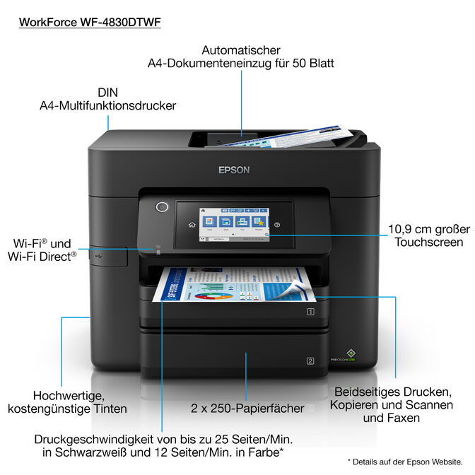 Multifuncional Epson WorkForce Pro WF-4830DTWF Wi-Fi image number 3
