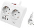 Tomada Ewent EW3870 Desktop Power Strip 2 Tomadas Schuko 16A + 2 USB-A + 1USB-C 1.5m Branca image number null