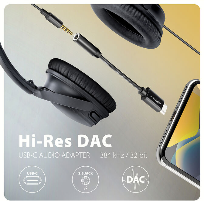Adaptador Audio AXAGON ADA-HC USB-C - 3.5mm (F) conector Hi-Res DAC 32bit 384kHz image number 1