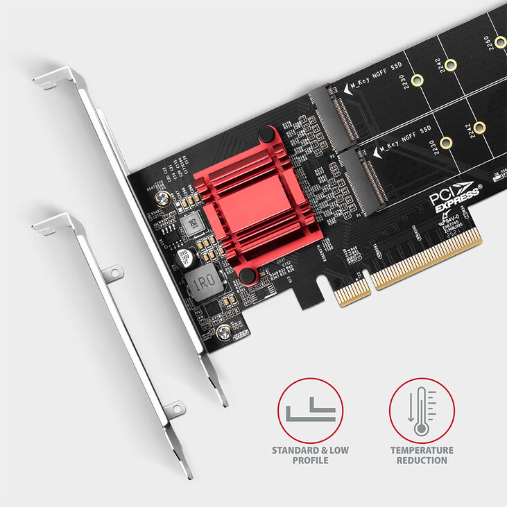 Adaptador PCE-E 3.0 AXAGON PCEM2-ND 8x - dual M.2 NVMe M-key SP & LP image number 2