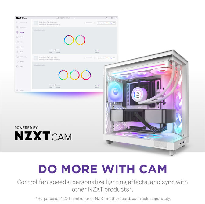 Ventilador NZXT F360 RGB Core Single-Frame Blancas - Triplo Ventilador 120mm ( 360mm ) image number 7