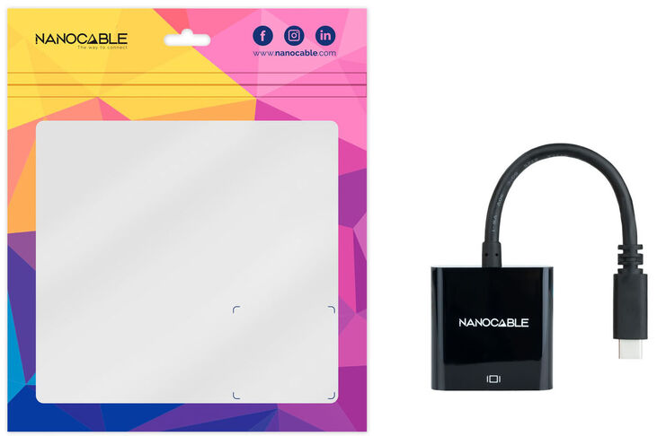 Adaptador NanoCable USB-C M para VGA F 10 CM Negro image number 3