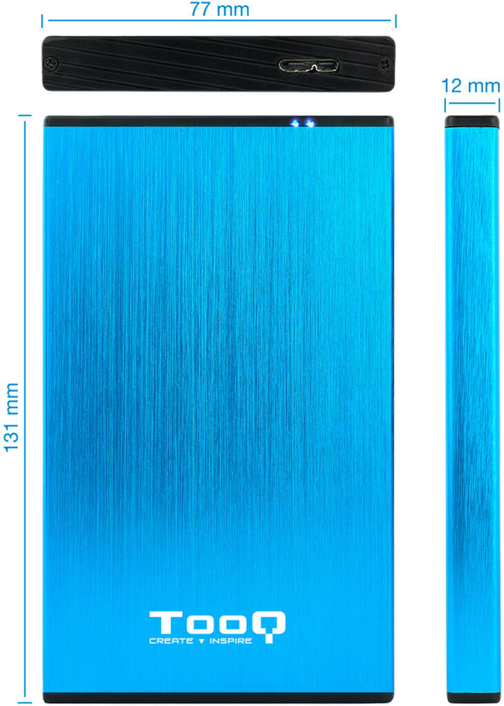 Caja Externa HDD Tooq 2.5" SATA (9,5mm) - USB 3.0/3.1 Gen 1 Azul Metalizado image number 3