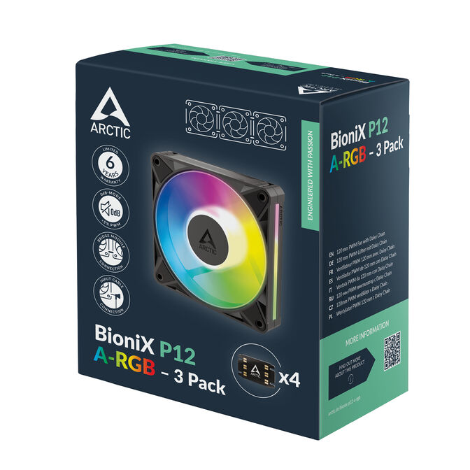 Ventilador Arctic P14 BioniX PWM ARGB 120mm (Pack 3) - Negro image number 9