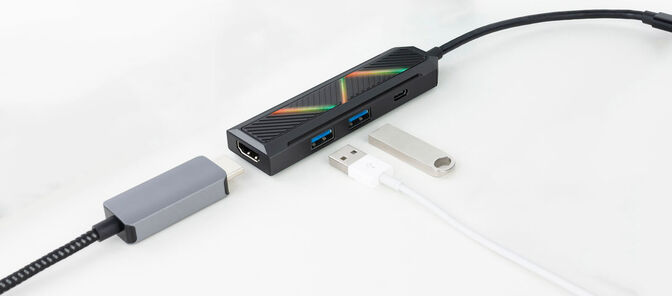 Hub USB-C NanoCable 2x USB-A / USB-C PD 3.0 (100W) / HDMI image number 1