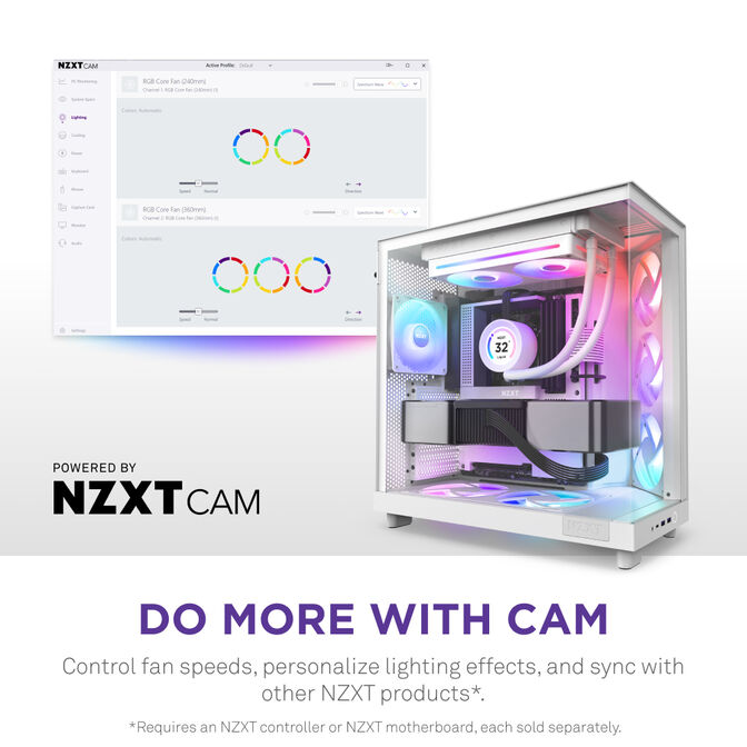 Ventilador NZXT F240 RGB Core Single-Frame Blancas - Duplo Vent&iacute;lador 120mm (240mm) image number 8