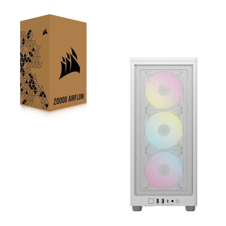 Torre Mini-ITX Corsair iCue 2000D RGB Blanco Cristal Templado image number 1