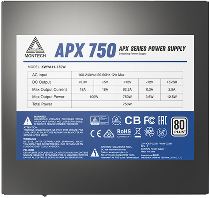 Fuente Montech APX750 750W 80 PLUS image number 3