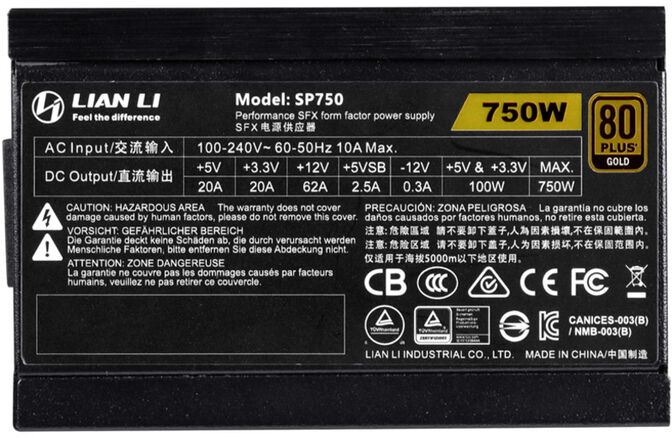 Lian Li SP750 unidad de fuente de alimentaci&oacute;n 750 W 20-pin ATX SFX Negro image number 7