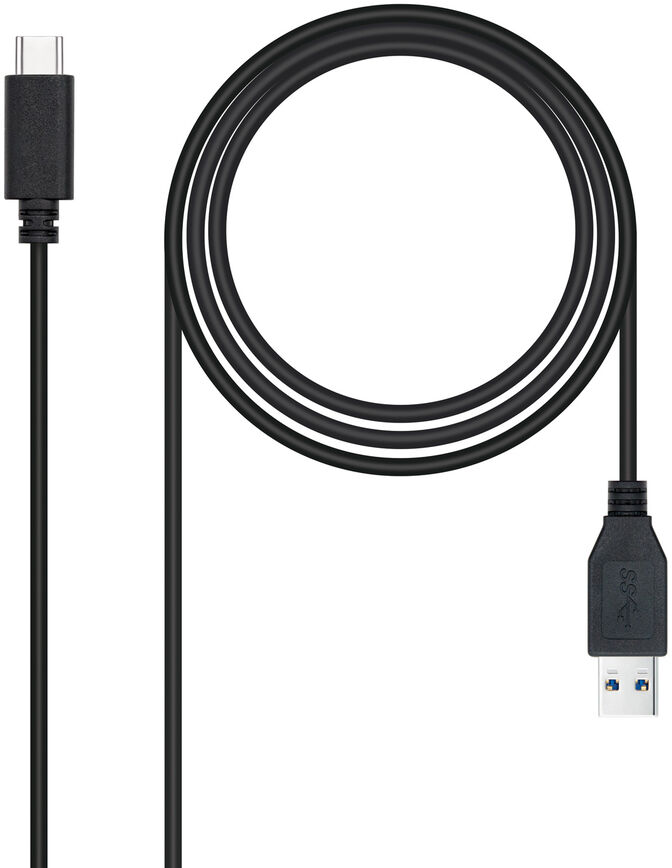 Cable USB 3.1 GEN2 10Gbps 3A Nanocable USB-C/M para USB-A/M 2 M Negro image number 0