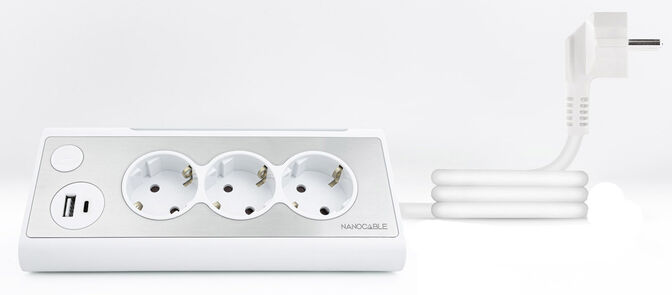 Regleta NanoCable 3 Tomas / 2x USB ( USB-C / USB-A ) image number 2