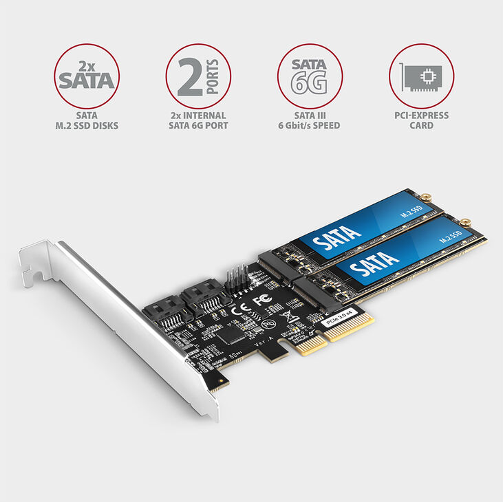 Controlador PCIe AXAGON PCES-SA4M2, 2x SATA 6G port + 2x M.2 B-key SATA port + LP image number 1