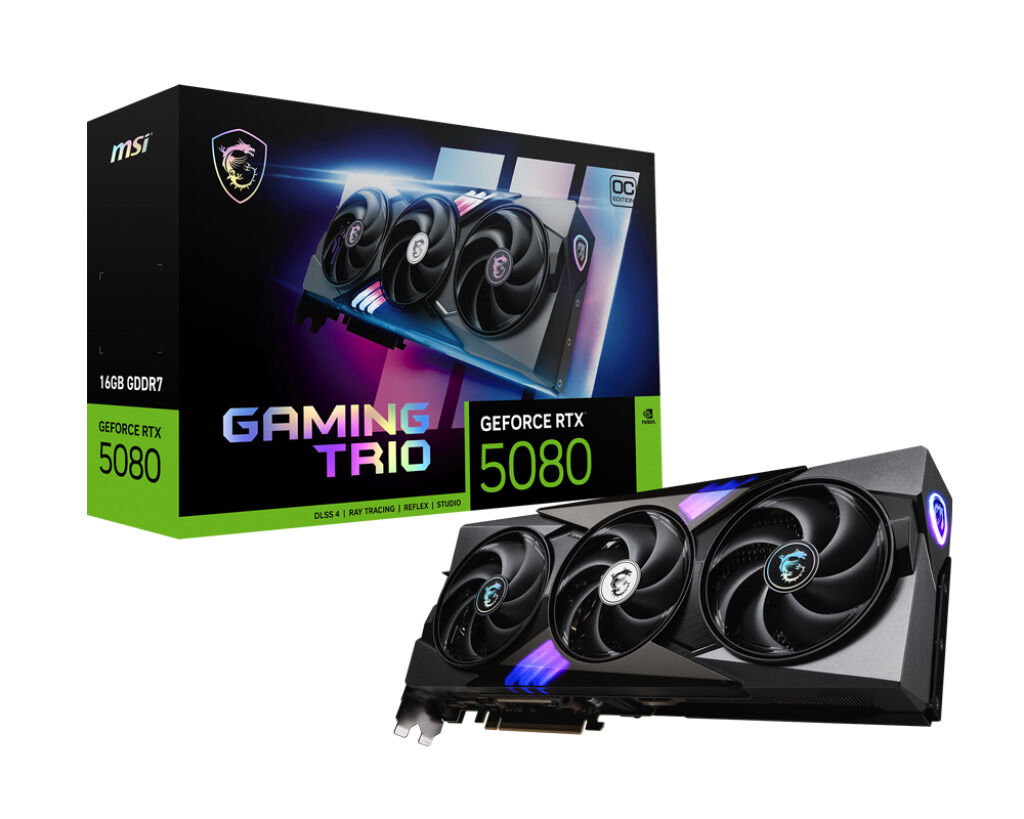 Tarjeta Gr&aacute;fica MSI GeForce&reg; RTX 5080 GAMING TRIO OC 16GB GDDR7 DLSS4