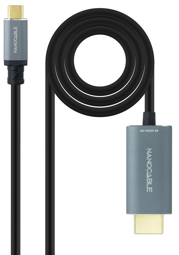 Cable Conversor NanoCable USB-C para HDMI 2.1 8K@60HZ 1.8 M Negro image number 0