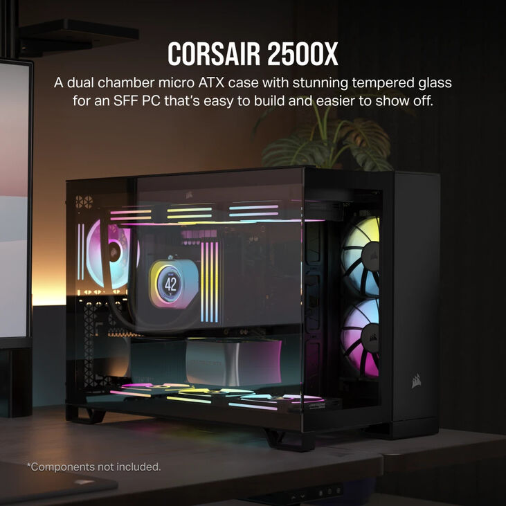 Torre Micro-ATX Corsair 2500X Negro Cristal Templado image number 1
