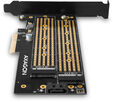 Adaptador AXAGON PCEM2-D PCIe-3.0, 1x M.2-NVMe, 1x M.2-SATA con refrigerador pasivo image number null