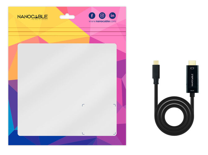 Cable Conversor NanoCable USB-C para HDMI 1.4 4K@30HZ 1.8 M Negro image number 3