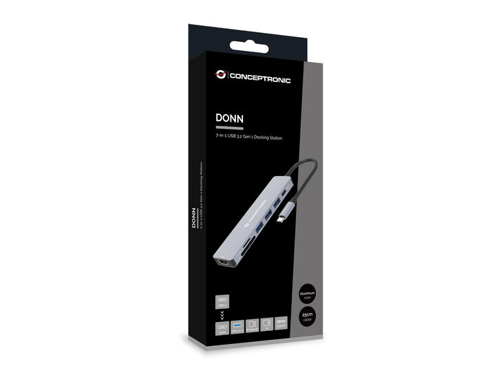 Conceptronic HUB USB 7 en 1 USB-C 3.2 > 3x USB-A 3.0 + HDMI + USB 3.2 PD (100W) + Lector de Tarjetas image number 2