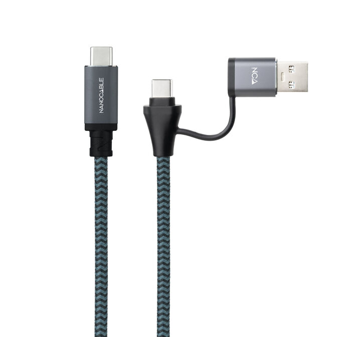 Cable USB 3.2 Gen2x2 Nanocable 20Gbps 5A/100W 4K/60HZ USB-C M/USB-A/M 3 M Gris/Negro image number 1