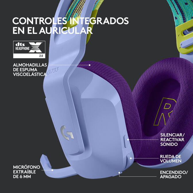 Auriculares Logitech G733 RGB Lightspeed Wireless Lila image number 20