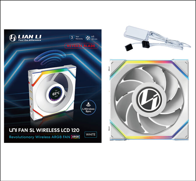 Ventilador Lian Li UNI FAN SL120 LCD Wireless RGB Reverse Blade PWM Blanco 120mm image number 6