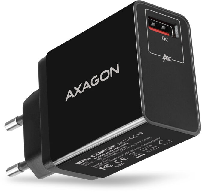 Cargador de pared AXAGON ACU-QC19 1x QC3.0/AFC/FCP/SMART 19W Negro image number 0