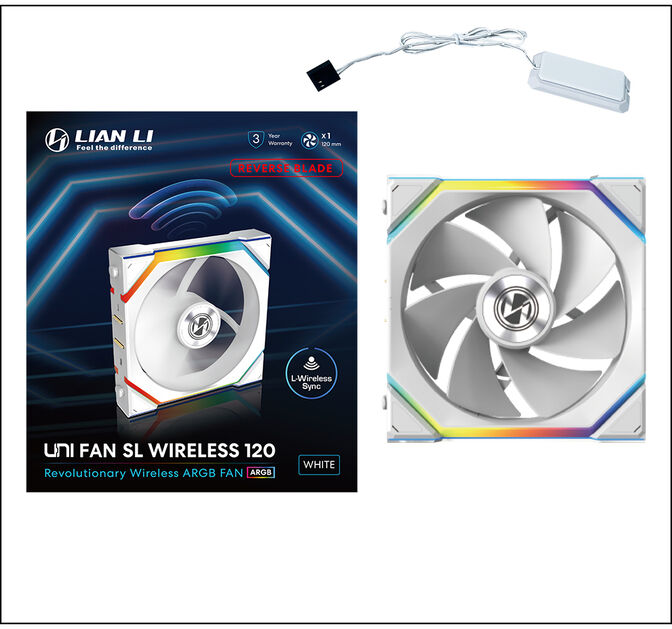 Ventilador Lian Li UNI FAN SL120 Wireless RGB Reverse Blade PWM Blanco 120mm image number 3