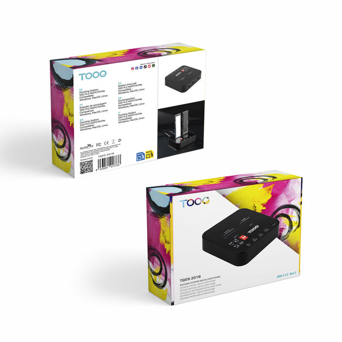 Dock Tooq para 2xSSD M.2 NVMe PICe USB-C3.2 Gen2 Clone Negro image number 7