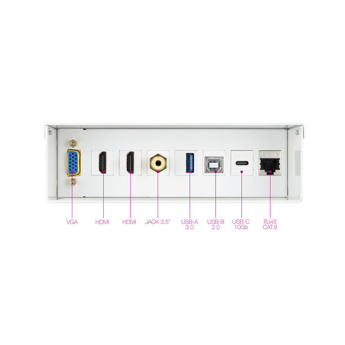 Caja de conexiones multimedia de pared Nanocable VGA+2HDMI+JACK+USBC+USB-B+USB-A+RJ image number 2