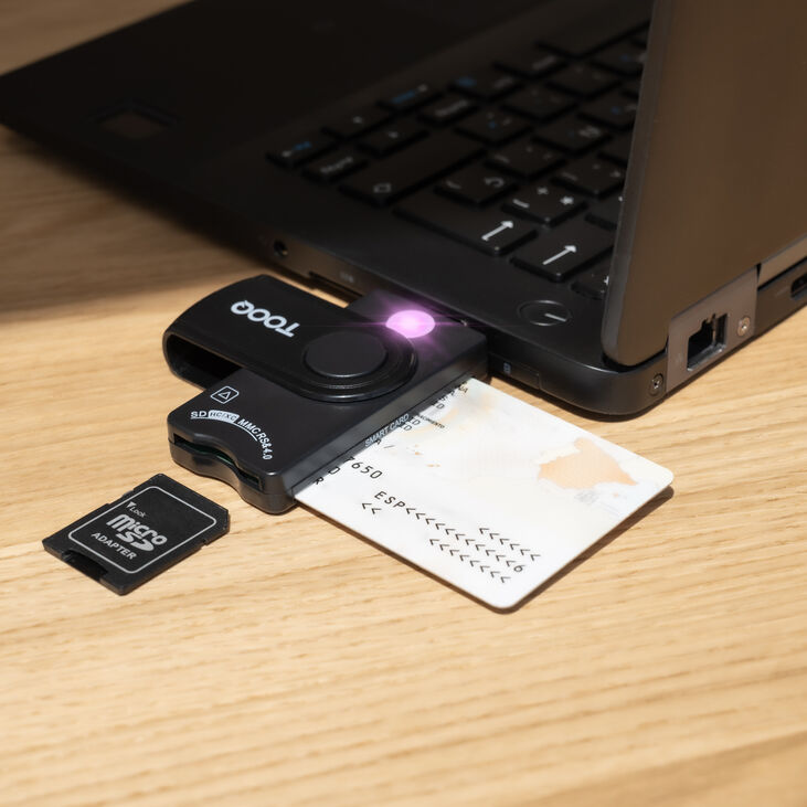 Lector de Tarjetas Tooq DNIE, SIM, SD/TF, USB-A, Negro image number 4