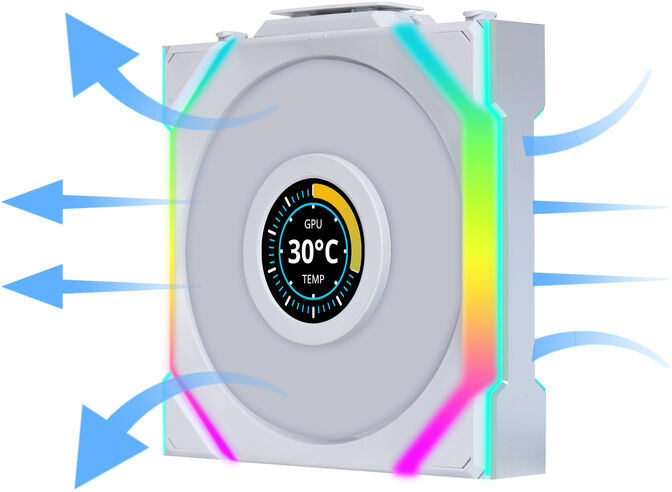 Ventilador Lian Li UNI FAN SL120 LCD Wireless RGB Reverse Blade PWM Blanco 120mm image number 4