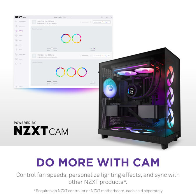 Ventilador NZXT F240 RGB Core Single-Frame Negras - Duplo Vent&iacute;lador 120mm (240mm) image number 10