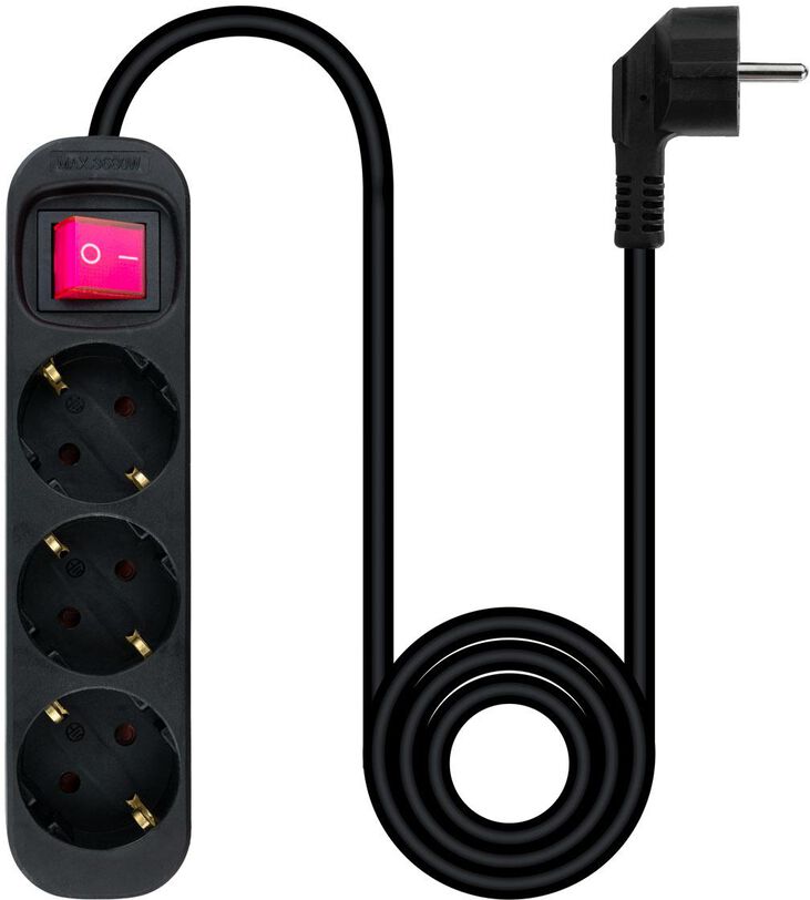 Regleta Nanocable 3 Tomas c/ switch 1.4 M Negro image number 1