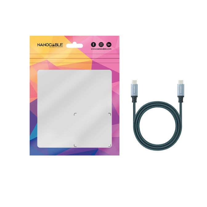 Cable USB 3.2 Gen2x2 Nanocable 20Gbps 5A/100W 4K/60HZ USB-C M/M 0.5 M Gris/Negro image number 3