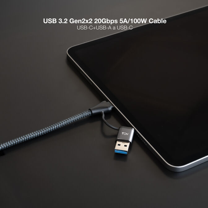 Cable USB 3.2 Gen2x2 Nanocable 20Gbps 5A/100W 4K/60HZ USB-C M/USB-A/M 2 M Gris/Negro image number 5
