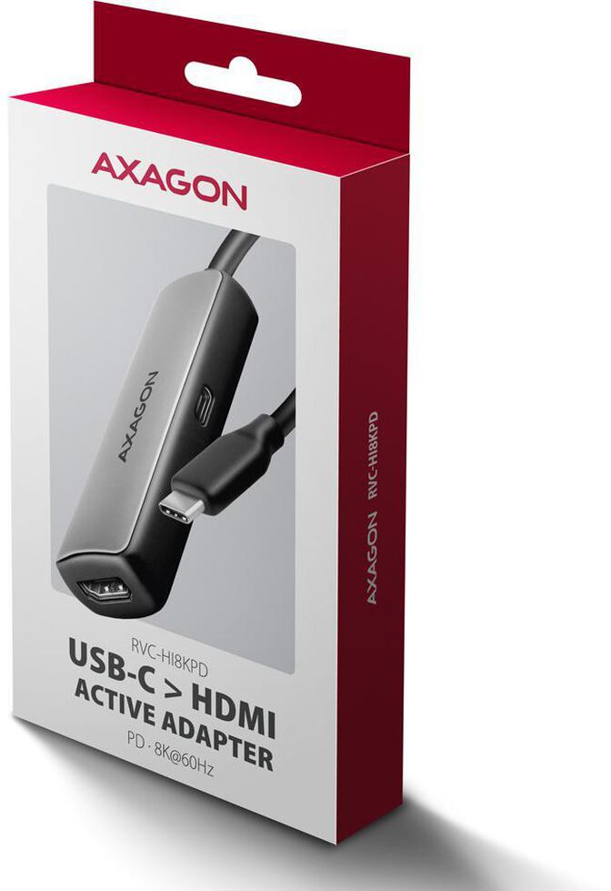 Cable AXAGON RVC-HI8KPD -> HDMI 2.1 adapter 8K/60Hz  4K/144Hz Aluminum, 1,8m image number 7