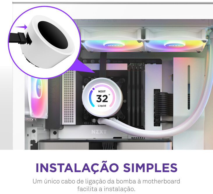 Kit de Refrigeración Líquida CPU NZXT Kraken Elite 280 RGB Blanco image number 8
