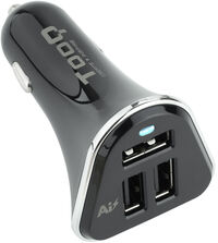 Cargador de Isqueiro Tooq 3x USB 5V/5.2A Negro