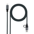 Cable USB 3.2 Gen2x2 Nanocable 20Gbps 5A/100W 4K/60HZ USB-C M/USB-A/M 2 M Gris/Negro image number null