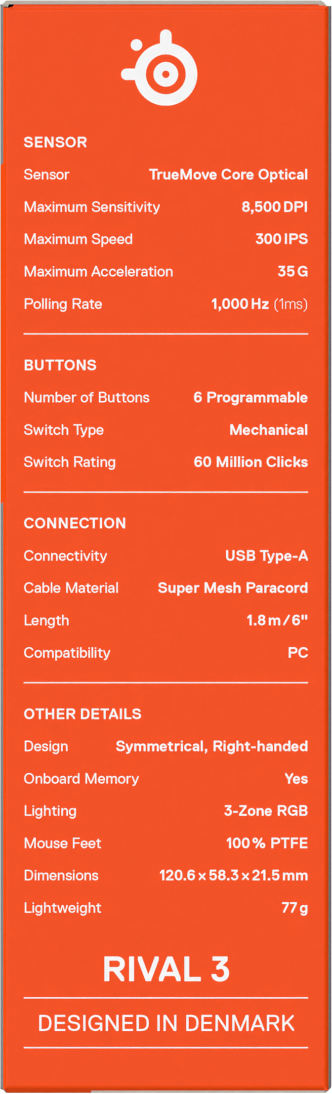 Rat&oacute;n Steelseries Rival 3 Gen2 Blanco image number 10