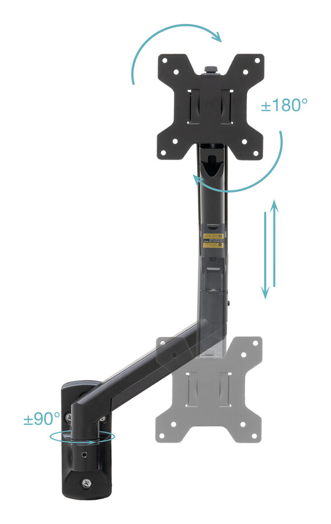 Soporte de Pared Tooq Inclinable y Giratorio 13" a 34" Negro image number 1