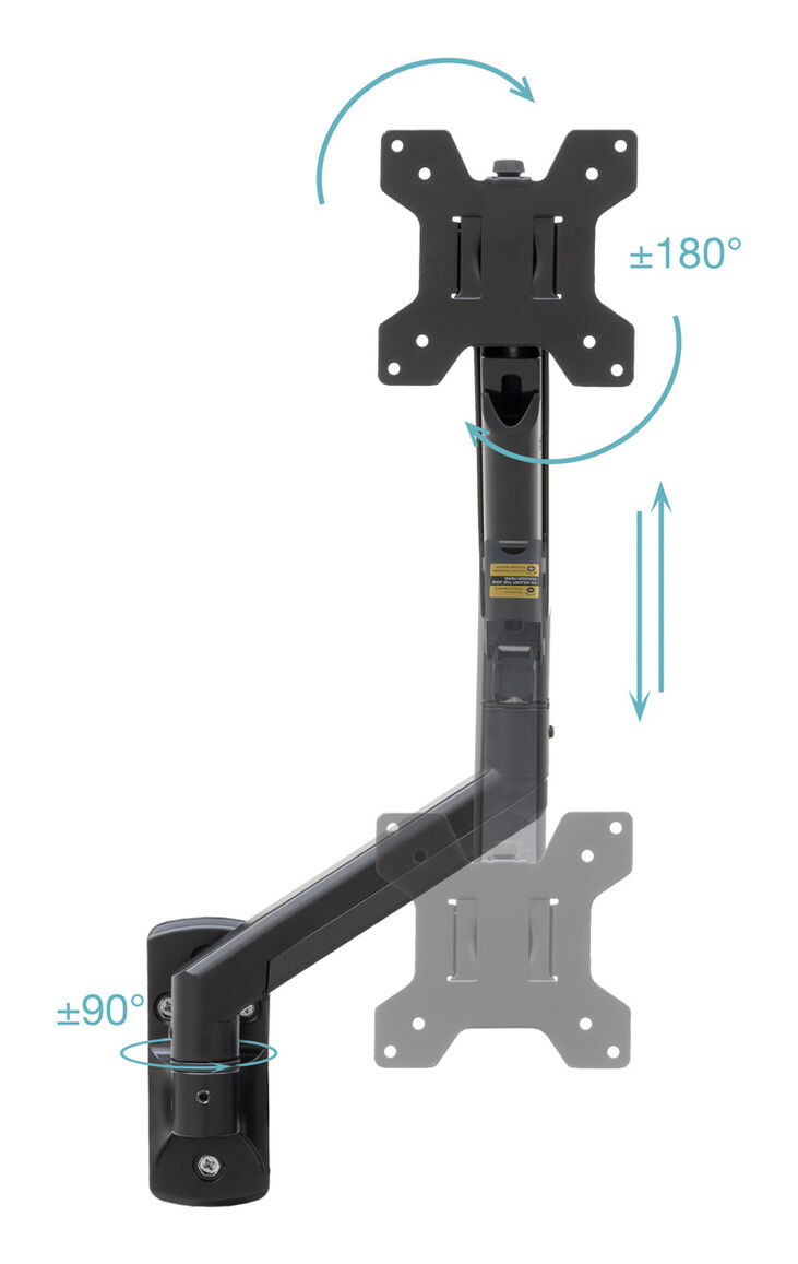 Soporte de Pared Tooq Inclinable y Giratorio 13" a 34" Negro image number 1