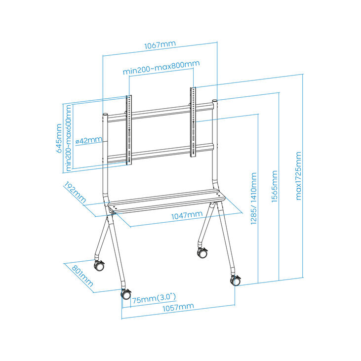 Soporte Móvil Tooq iSTAND 50" a 86" Máx.120Kg Gris image number 3