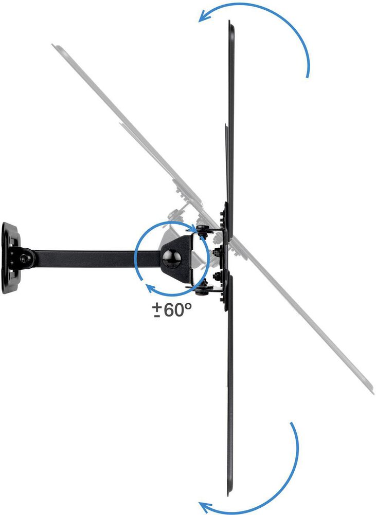 Soporte de Pared Tooq Tilt e Giratónrio 13" a 55" 67-199 mm Max. 25kg Negro image number 3