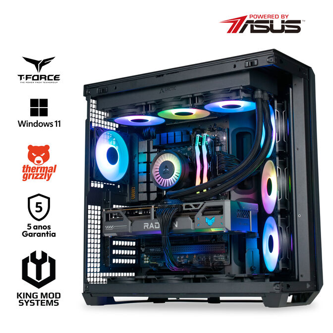 Ordenador King Mod Gamer-PC Powered by ASUS Ryzen 7 9800X3D 32GB DDR5 1TB RX 9070 XT WiFi W11 Bonus