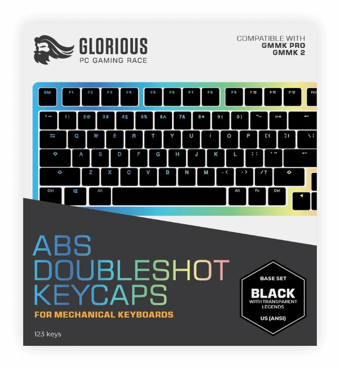Juego de 123 Teclas Glorious ABS Doubleshot V2 Negro (US ANSI) image number 2