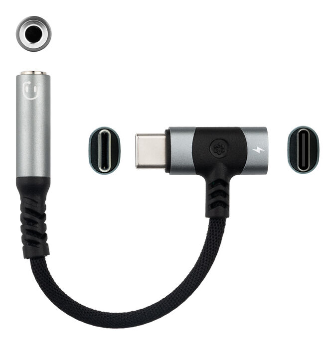 Cable Adaptador Nanocable USB-C A JACK+USB-C/H PD 60W Negro image number 1